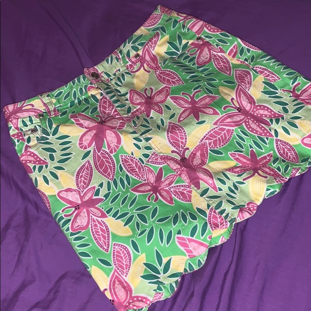 Lilly Pulitzer pink & green butterfly Mini skirt